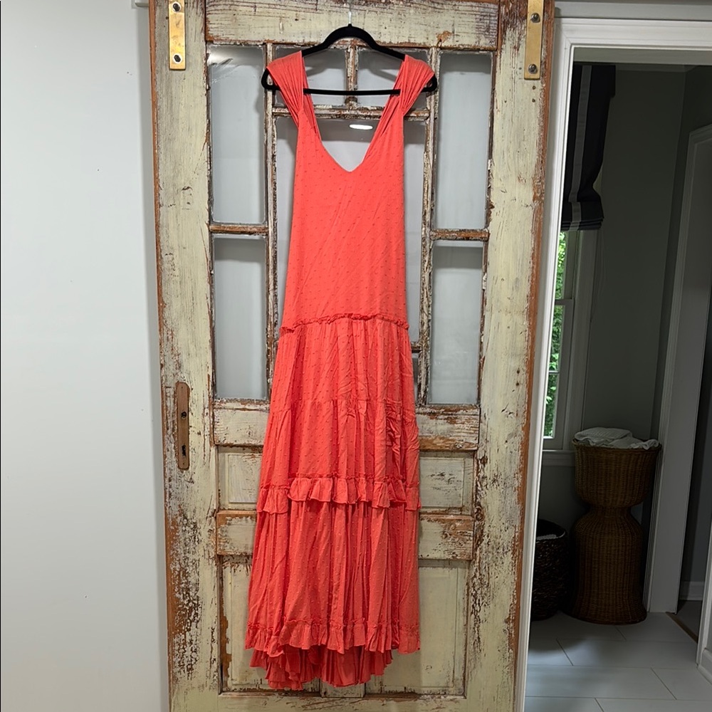Elegant Coral Sleeveless Dress